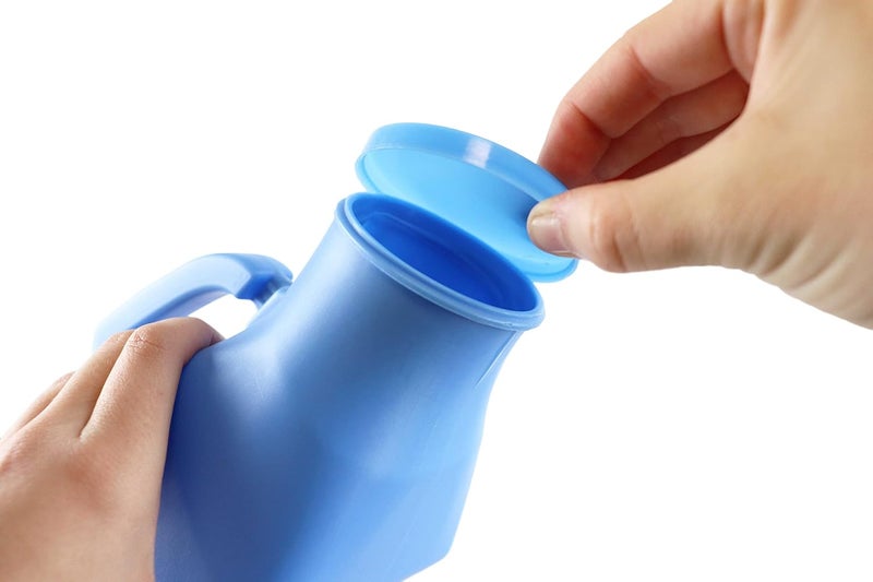 PEPE Mobility Urinals for Men Spill Proof (2 Pack) - 32 oz/ 1000 ml, Portable Urine Bottle Bed Pan, Blue, Thick Plastic Pee Urinal Bottle - Image 4